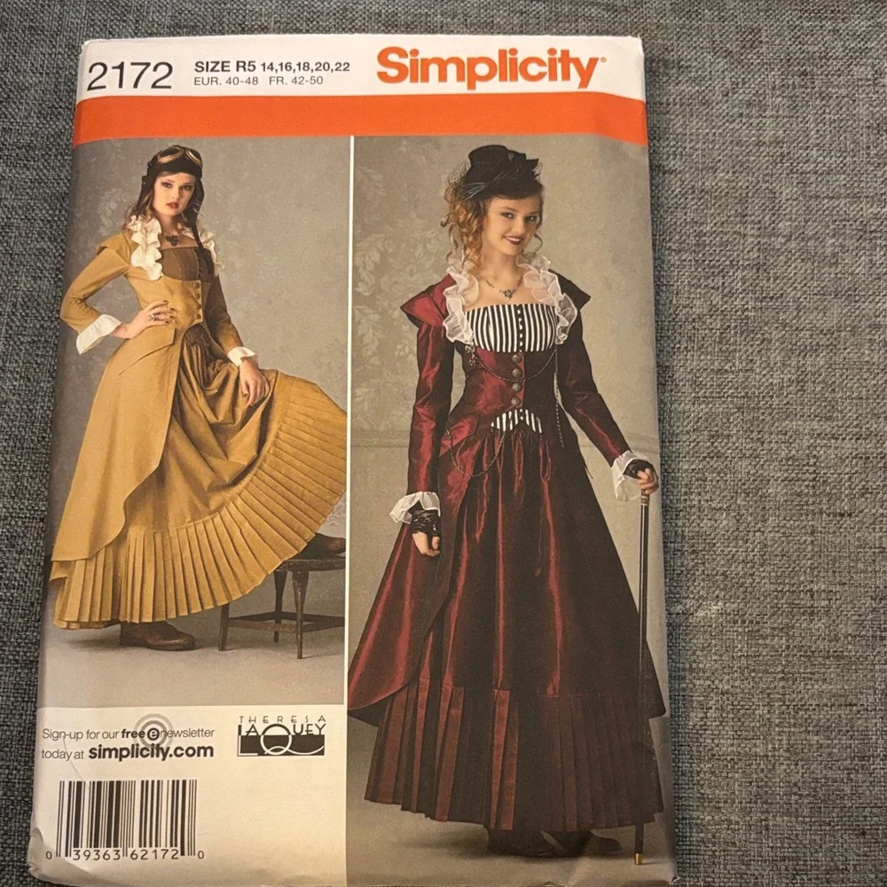 Simplicity 2172 PLUS SIZES 14-22 Victorian Steampunk Costume Pattern unopened